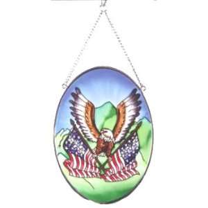  Art Glass Eagle, Flag Suncatcher: Patio, Lawn & Garden
