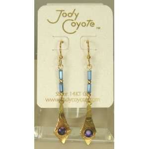 Jody Coyote Blue Gold Purple Bead Earrings QM093