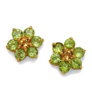   18 karat Gold with Citrin and Peridot, form Flower, weight 4.7 grams