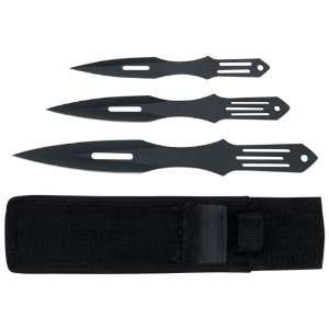 4pc Throwing Knife Set Nylon Sheath Double Edge Stainless Steel Blades 