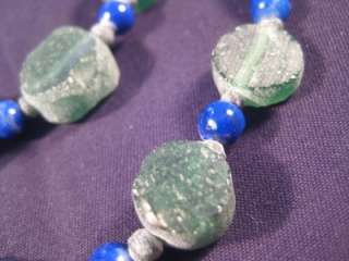 1700 yrs 925 Silver Roman Glass antique bead necklace A  