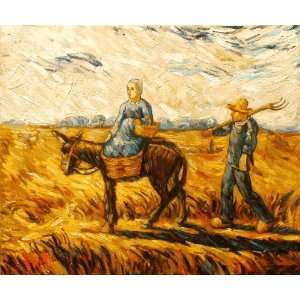 Oil Painting Peasant Couple Going to Work Vincent van Gogh Hand Pain