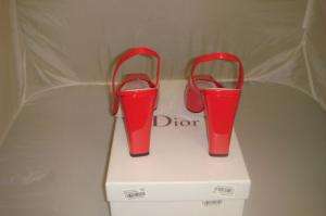 NIB Authentic Christian Dior Red Slingbacks Shoes 38  