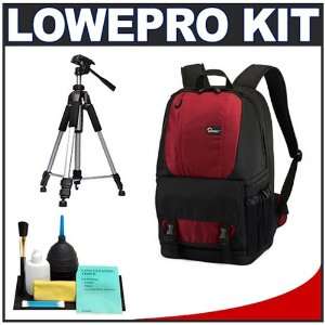 Lowepro Fastpack 250 Backpack Digital SLR Camera Case (Red) + Tripod 