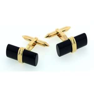  Classically styled 18kt yellow gold cufflinks with onyx 