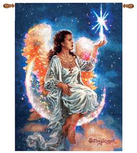 CHRISTMAS STAR ~ANGEL Fiber Optic Tapestry Wall Hanging  