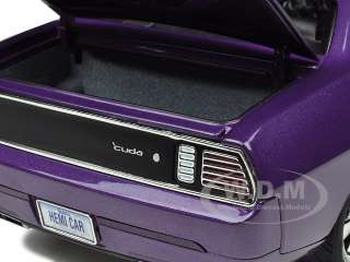 Brand new 1:18 scale diecast model car of Plymouth Cuda Concept Plum 