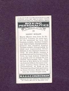 1938 Churchman Boxing #30 Harry Mizler (EX/MT) *223580  
