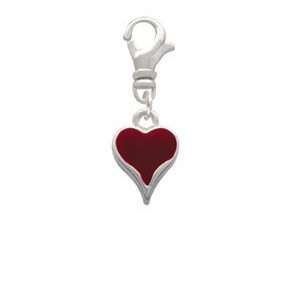  Small Long Maroon Heart Clip On Charm: Arts, Crafts 