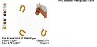 SINGLE HORSE BLANK FONT FRAME MACHINE EMBROIDERY DESIGN  