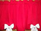 Solid Red Window Curtain Valance (42Wx18 1/2L) With White Bows