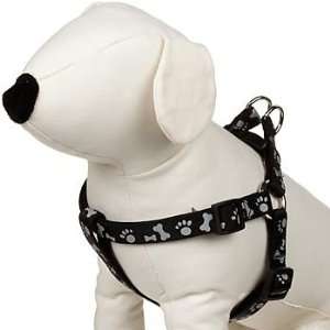   Easy Step In Black Paw Print Reflective Dog Harness 