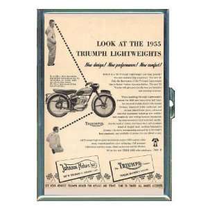 Triumph Motorcycle 1955 Ad ID Holder Cigarette Case or Wallet Made in 