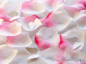 1000 PINK WHITE SILK ROSE PETALS WEDDING FLOWER FAVORS  