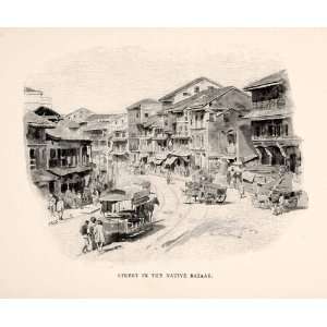 1903 Print Bombay Mumbai India Bazaar Marketplace Cityscape Historical 
