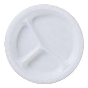  White Divided Plastic 10 Dinner Plates 20 Pack: Health 