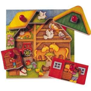  Selecta Farm Look Inside Peg Puzzle MADE IN GERMANY Toys & Games