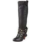 MAYSAL Black Genuine Leather Gold Studded Boots Size 8.5