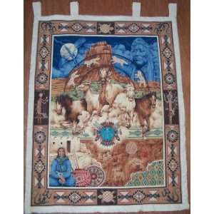   American Themed Handquilted Wall Hanging  Indian Handsewn Horses