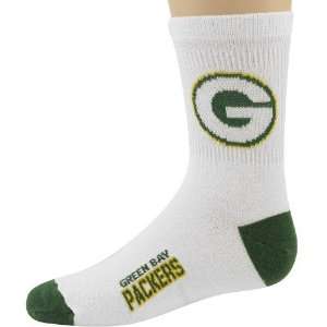   Bay Packers Youth White Green Quarter Length Socks