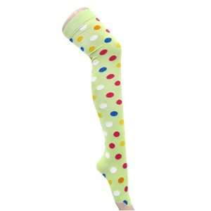  Colorful Polka Dots Green Thigh High Socks Size 9 11 