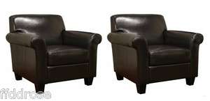   of 2 Modern Club Chair New Black Brown Faux Leather Club Chairs  