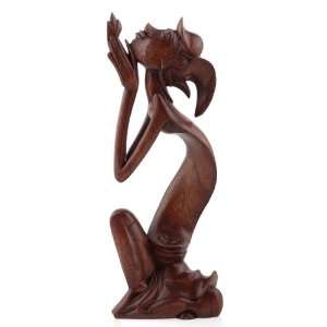 Hand~Wood Carved~Hindu Prayer Sculpture~Statue 