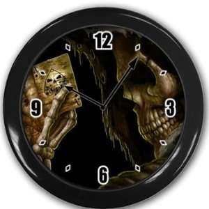  Skeleton playing poker Wall Clock Black Great Unique Gift 