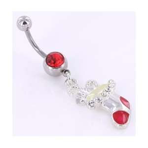 Stocking Happy Holiday Charm Belly Button Ring in 14g 12g 10g 12g 7/16 
