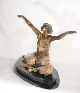 French Bronze Art Deco Thebian Dancer Signed Colinet  