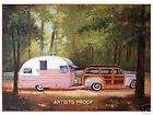 Vintage Shasta Woodie Wagon Travel Trailer Camper ART