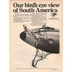  1969 Argentine Airlines Birds Eye View South America Print 
