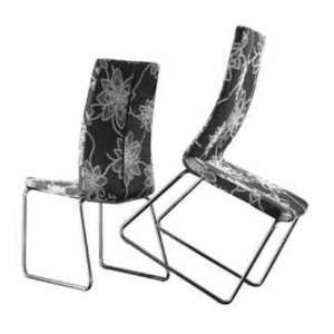  Tango Microfiber Dining Chair   Set of 2 (Black and White Flower 