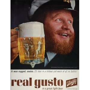  1964 Ad Schlitz Brewing Milwaukee Beer Mug Sea Captain 