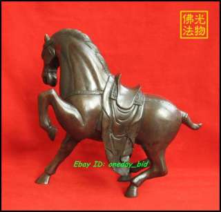 Large Chinese Bronze Red Copper fine Horse Statue 8H  