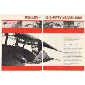  1969 Fokker Aircraft F II thru F28 Fifty Years 2 Page 