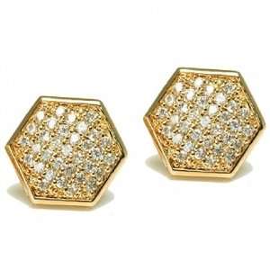  Bling Jewelry Gold Vermeil Micro Pave Hexagon Stud 