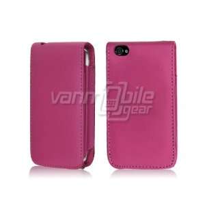  PINK LEATHER FLIP CASE COVER for APPLE IPHONE 4 