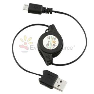 new generic universal retractable 2 in 1 micro usb cable black 