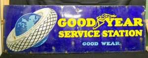   GOODYEAR Tires Service Station BALLOON Porcelain Advertising Sign