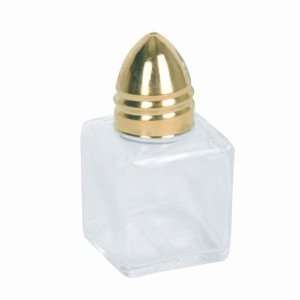  Salt and Pepper Shakers, 1/2 Oz. Cube, Gold Top, Glass 
