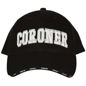  Black Coroner Embroidered Deluxe 3 D Ball Cap   Adjustable 