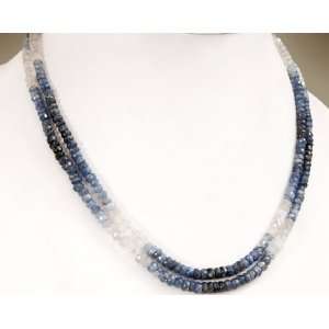   Trendy Natural Faceted Shaded Sapphire Beaded Necklace Jewelry