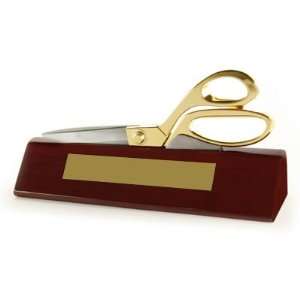  Piano Finish Wood Wedge Base with Gold Plated Scissors 
