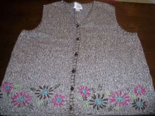 Banks Hand Embroidered Sweater Vest Plus Size 2X  