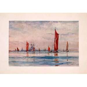  1905 Print William Wyllie Mouth Medway Barge Spritsail 