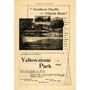   Ad Northern Pacific Shasta Route Yellowstone Park   Original Print Ad