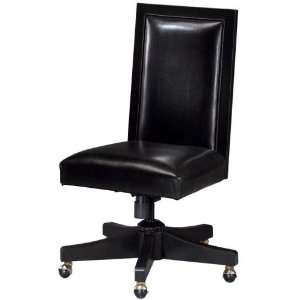 Savannah Swivel Desk Chair   Black Leather:  Home & Kitchen