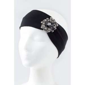   Hair Accessory ~ Black Crystal Jewel Piece Headwrap: Sports & Outdoors