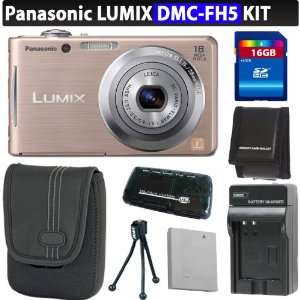  Panasonic Lumix DMC FH5 Digital Camera (Gold) + 16GB 